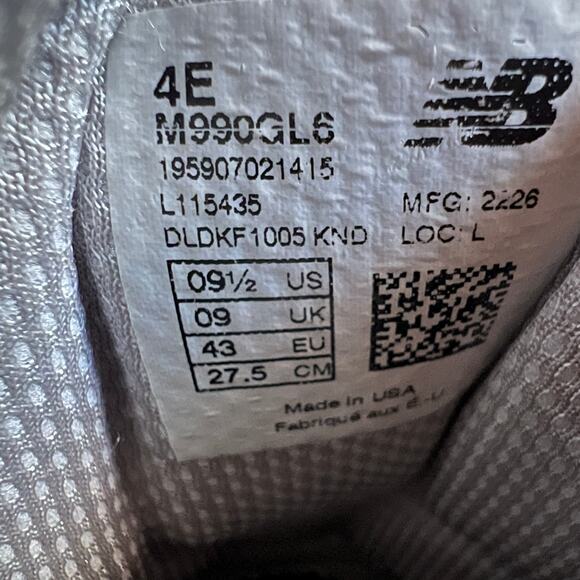 New Balance 990v6 Sneakers In Castlerock Gray Men Size 9.5 4E - Picture 11 of 14